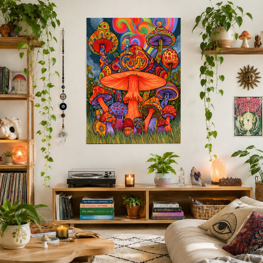 Psychedelischer Pilzwald Poster – Ohne Rahmen – Produktfoto