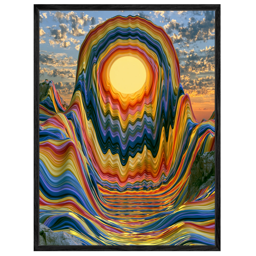 Psychedelischer Sonnenuntergang in Wellen Leinwandbild – Leinwandbild