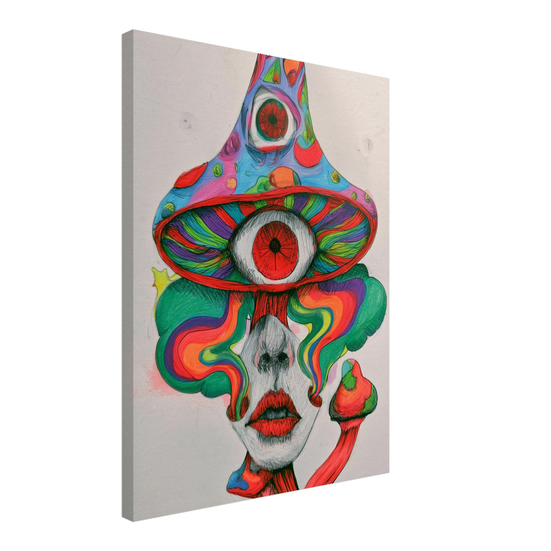 Psychedelischer Pilz-Blick Leinwandbild – Schräge Ansicht – Produktfoto