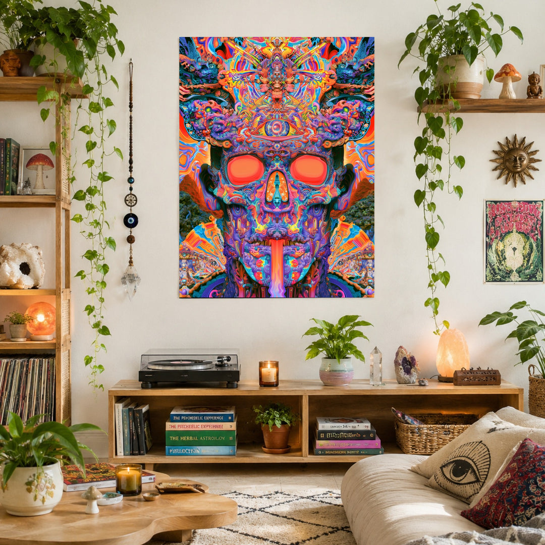 Psychedelischer Schädel mit drittem Auge Leinwandbild – Ohne Rahmen – Produktfoto
