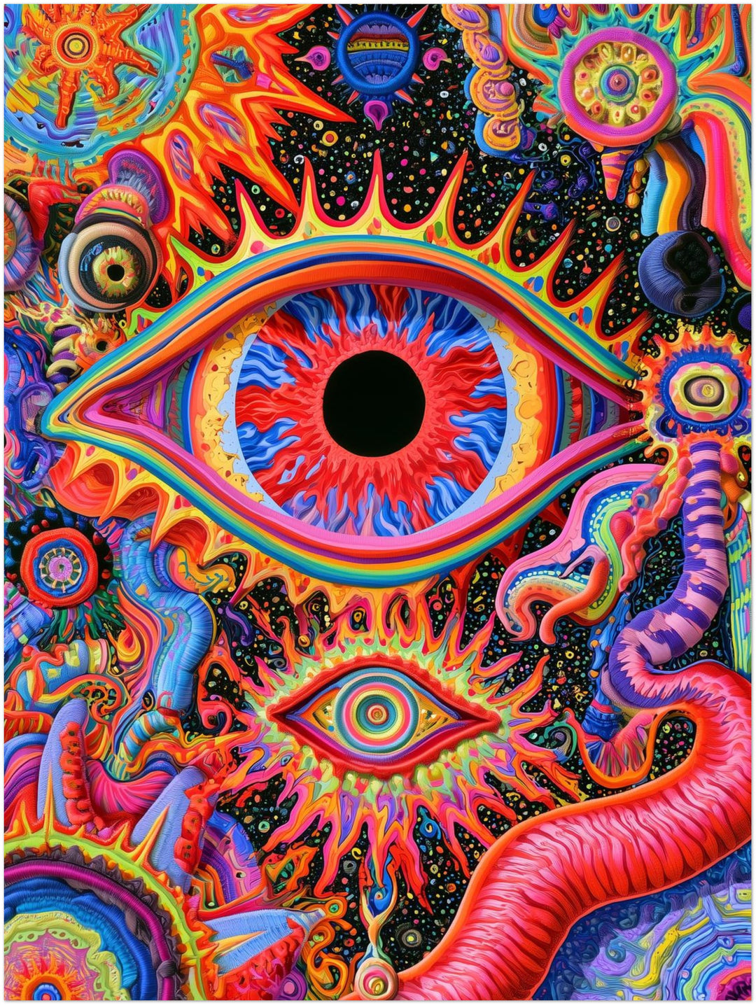 Buntes Auge mit Wimpernkranz Poster – Ohne Rahmen – Produktfoto