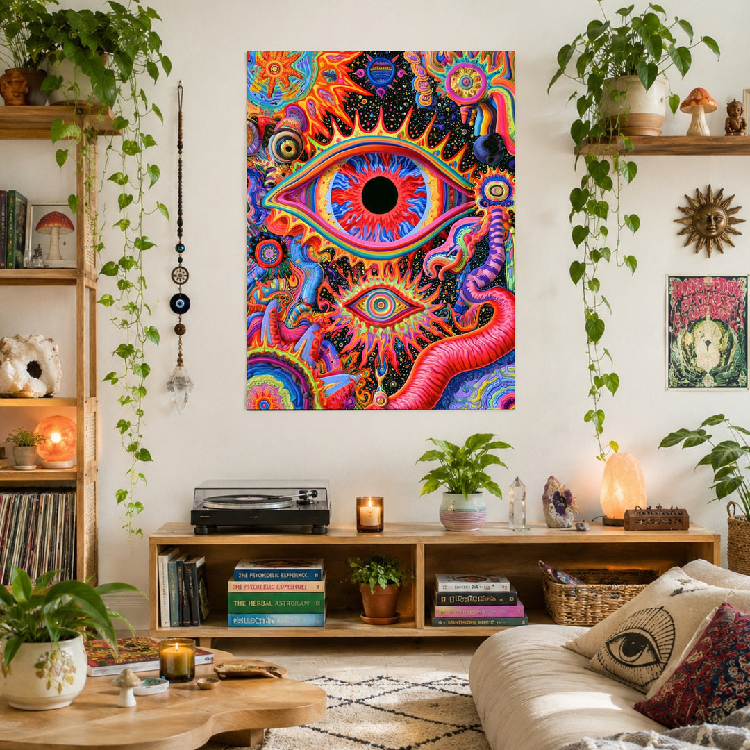 Buntes Auge mit Wimpernkranz Leinwandbild – Ohne Rahmen – Produktfoto