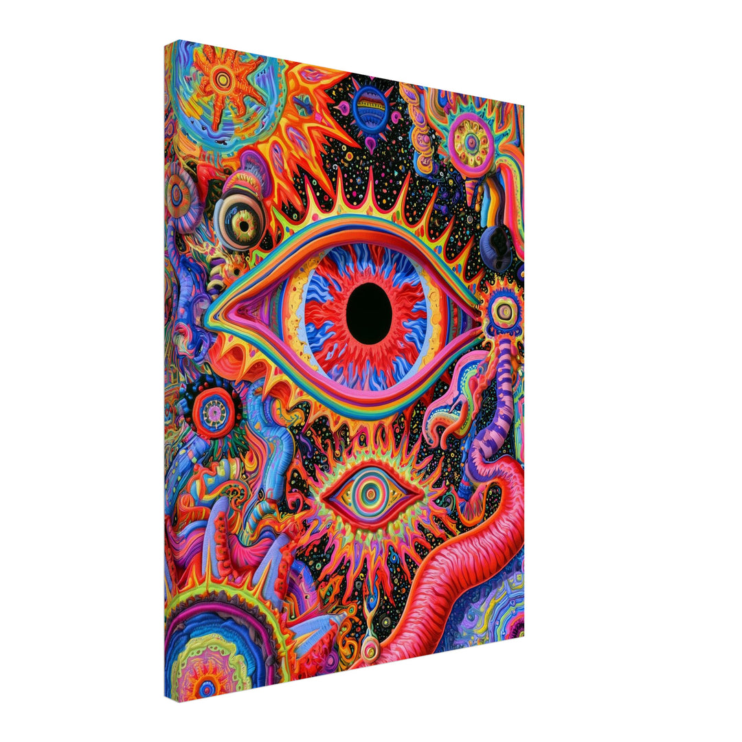 Buntes Auge mit Wimpernkranz Leinwandbild – Schräge Ansicht – Produktfoto