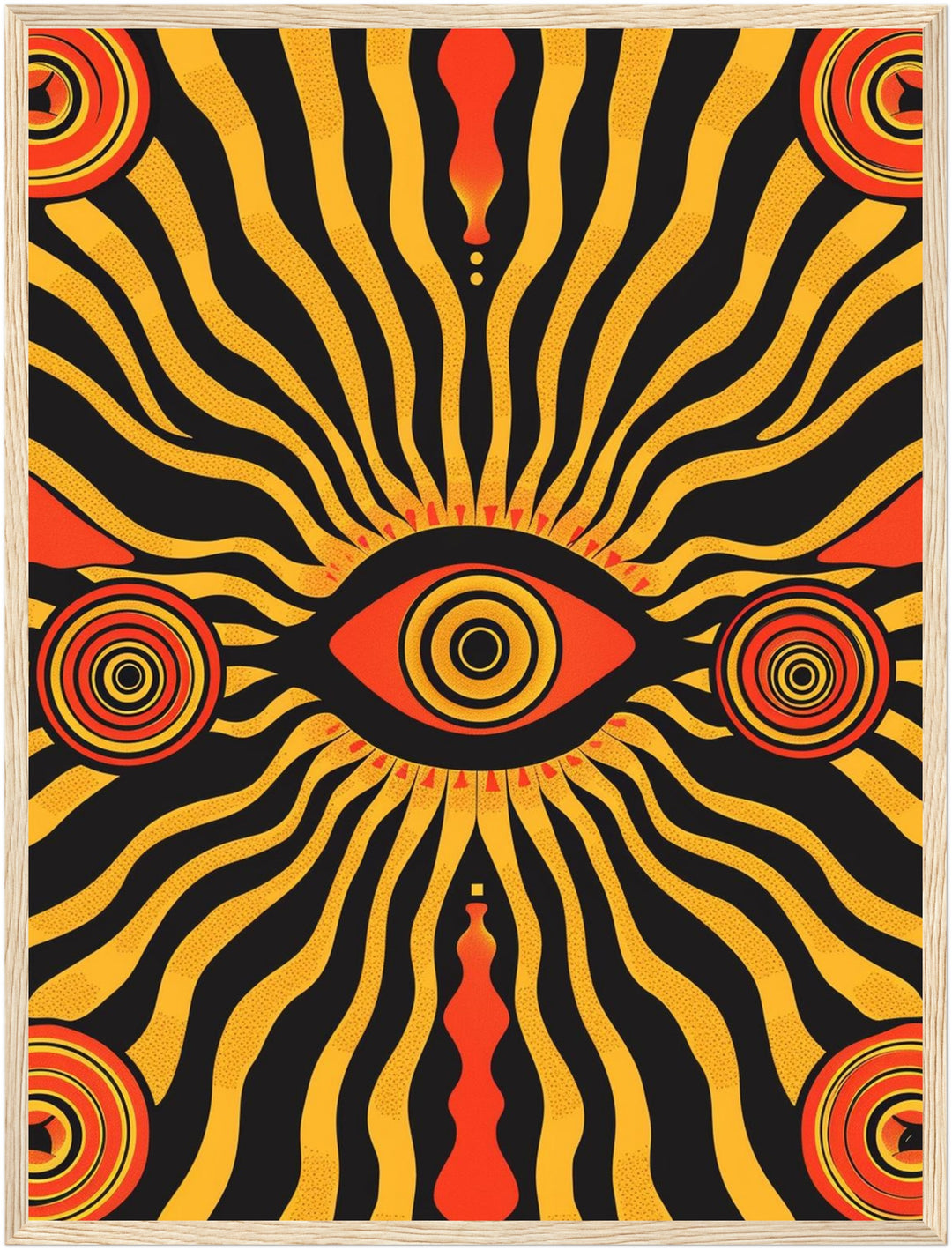 Allsehendes Auge psychedelisch Poster – Holz natur Rahmen – Produktfoto