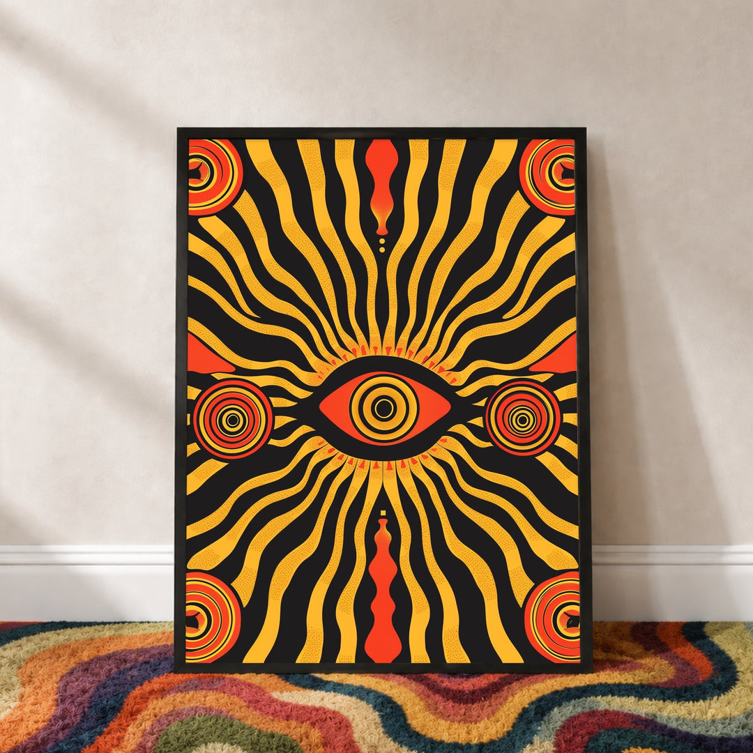 Allsehendes Auge psychedelisch Poster – Schwarzer Rahmen – Produktfoto