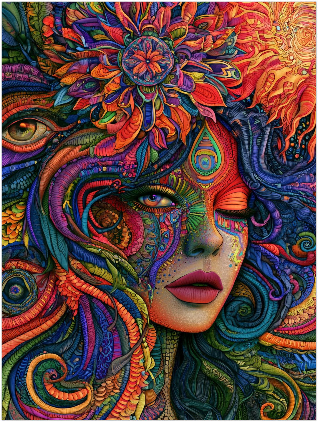Psychedelische Göttin der Farben Poster – Ohne Rahmen – Produktfoto