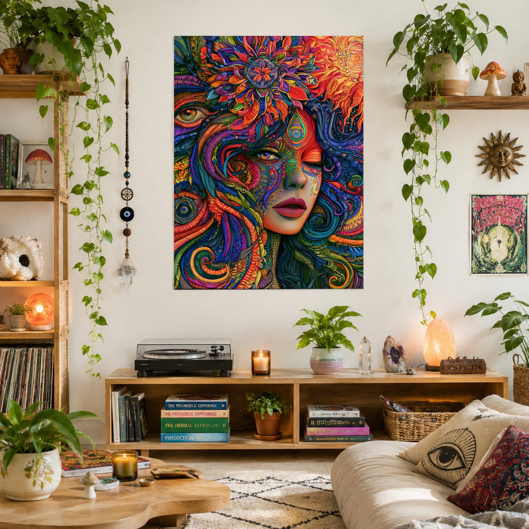 Psychedelische Göttin der Farben Leinwandbild – Ohne Rahmen – Produktfoto