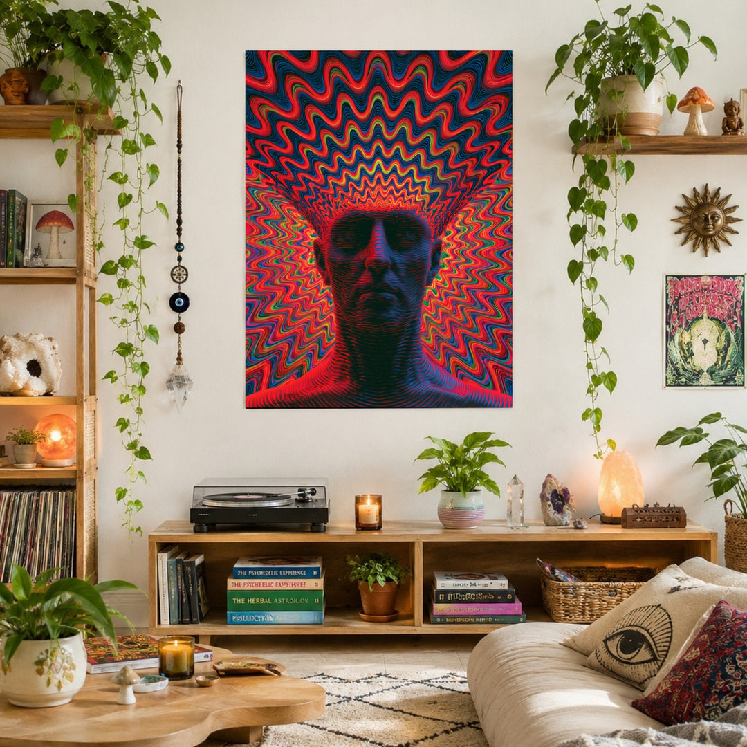 Psychedelischer Kopf in Wellen Poster – Ohne Rahmen – Produktfoto