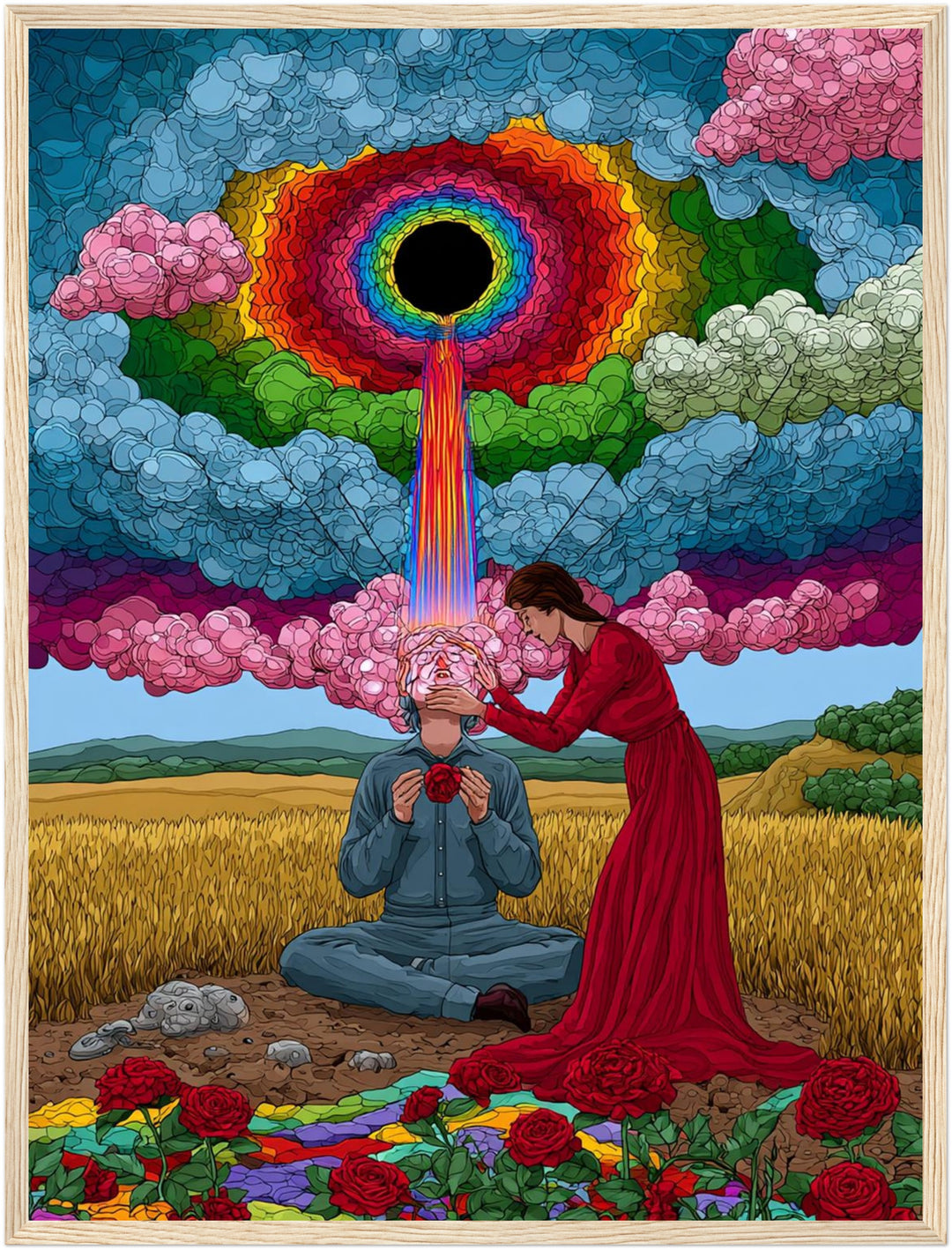 Regenbogen-Portal der Erkenntnis Poster – Holz natur Rahmen – Produktfoto