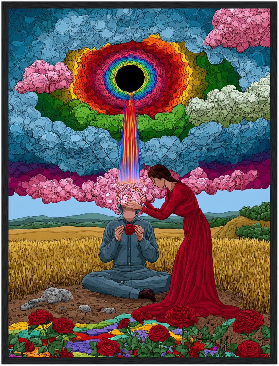 Regenbogen-Portal der Erkenntnis Poster – Schwarzer Rahmen – Produktfoto