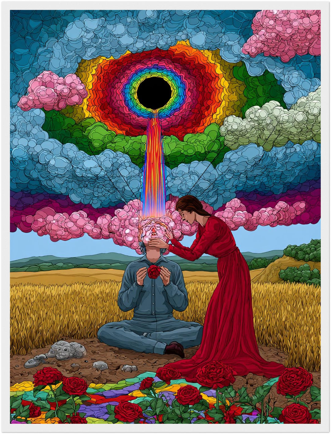 Regenbogen-Portal der Erkenntnis Poster – Weißer Rahmen – Produktfoto