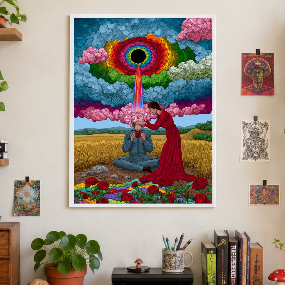 Regenbogen-Portal der Erkenntnis Poster – Weißer Rahmen – Produktfoto