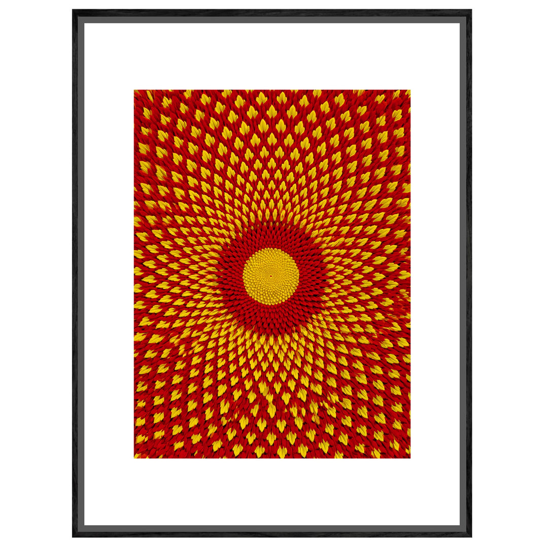 Goldenes Blütenrad psychedelisch Leinwandbild – Leinwandbild