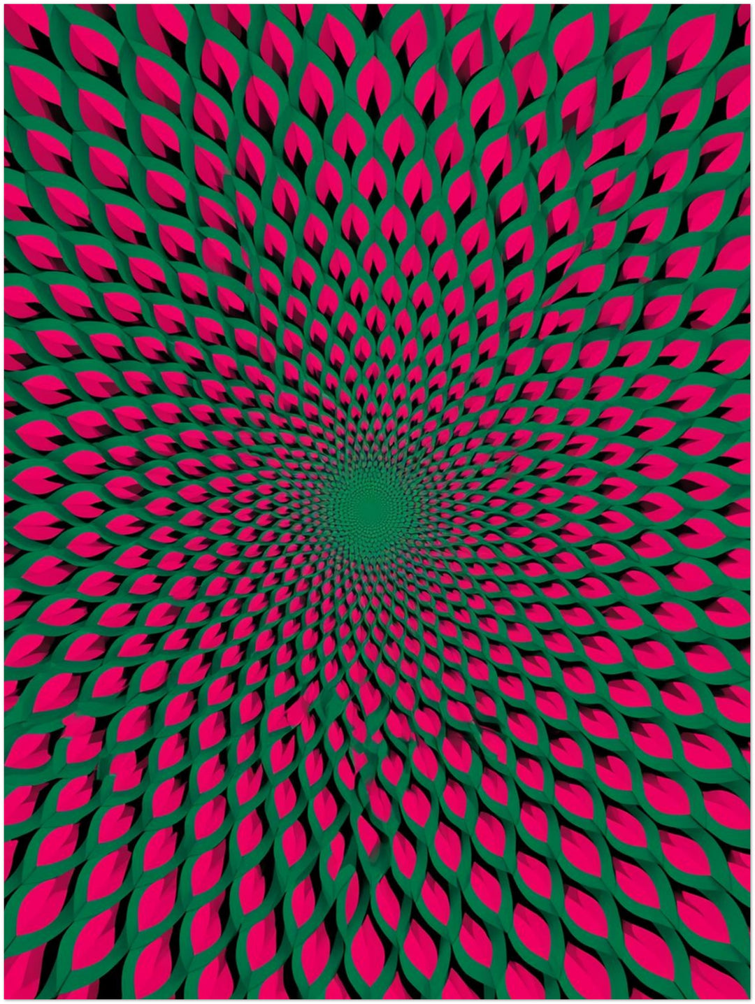 Psychedelischer Blütenwirbel Leinwandbild – Zimmerszene