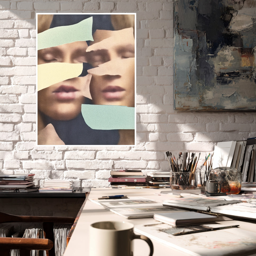 Zerrissene Gesichter Poster abstrakt – mattes Kunstdruck-Papier – Ansicht 4