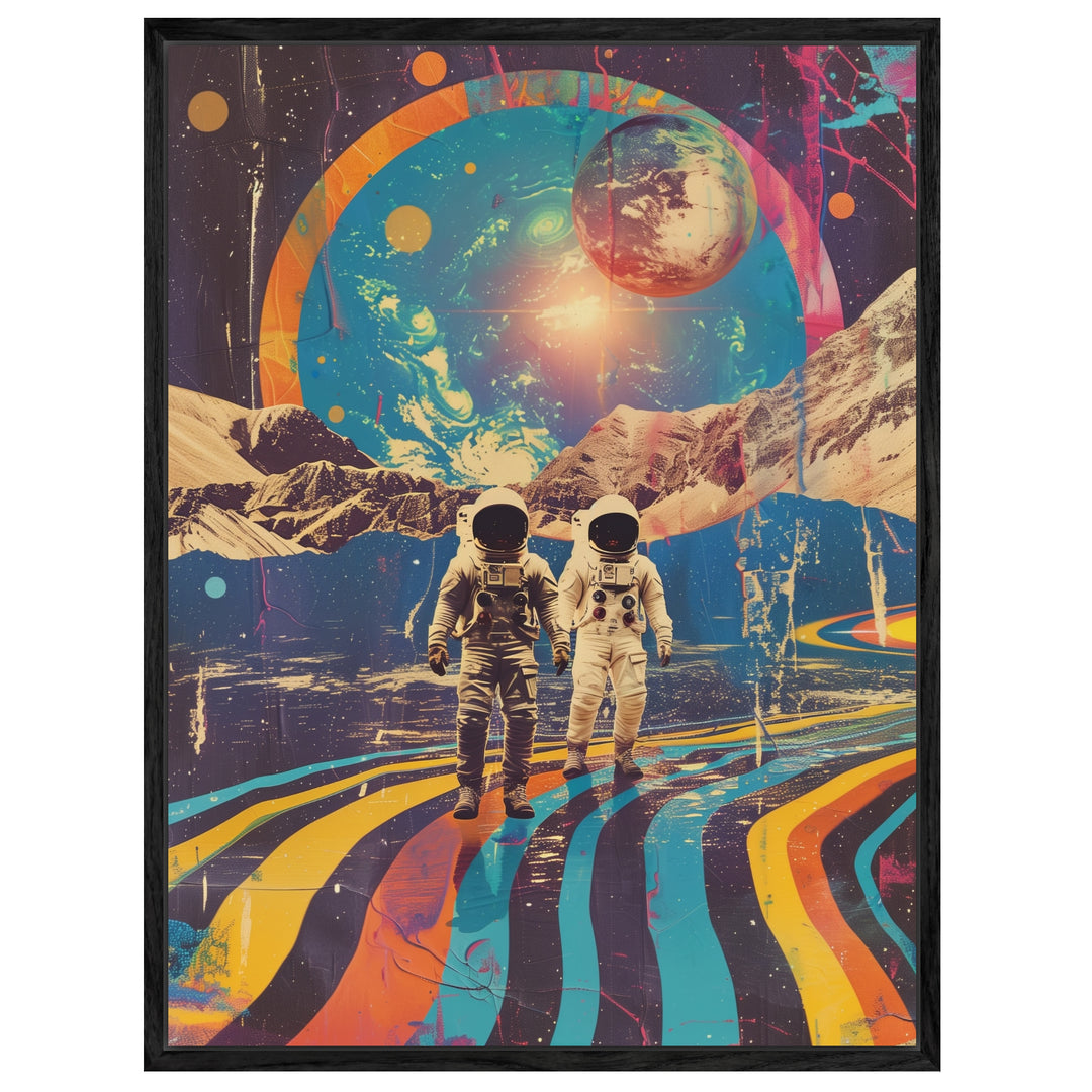 Astronauten vor Planetenkulisse Leinwandbild Psychedelic – Leinwand auf Holzrahmen – Ansicht 4