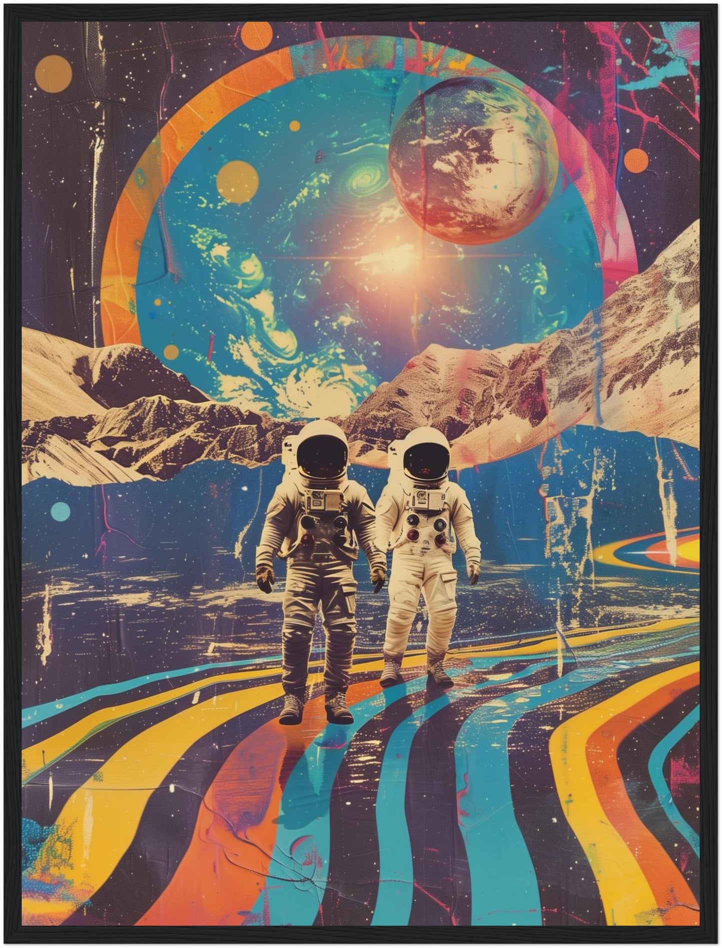 Astronauten vor Planetenkulisse Poster