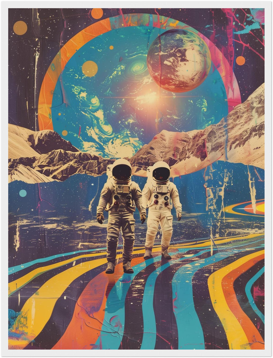 Astronauten vor Planetenkulisse Poster Psychedelic – mattes Kunstdruck-Papier – Ansicht 6