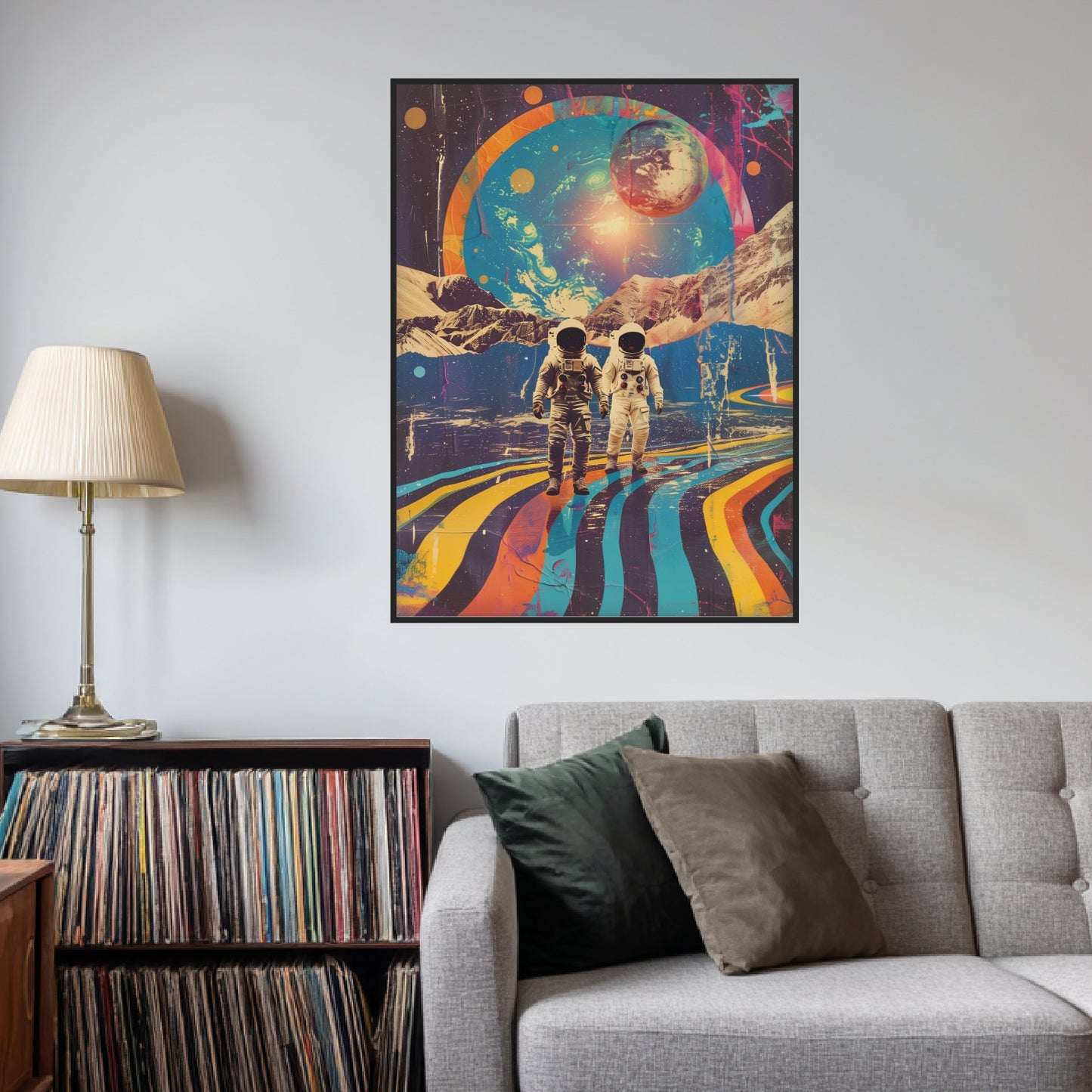 Astronauten vor Planetenkulisse Poster