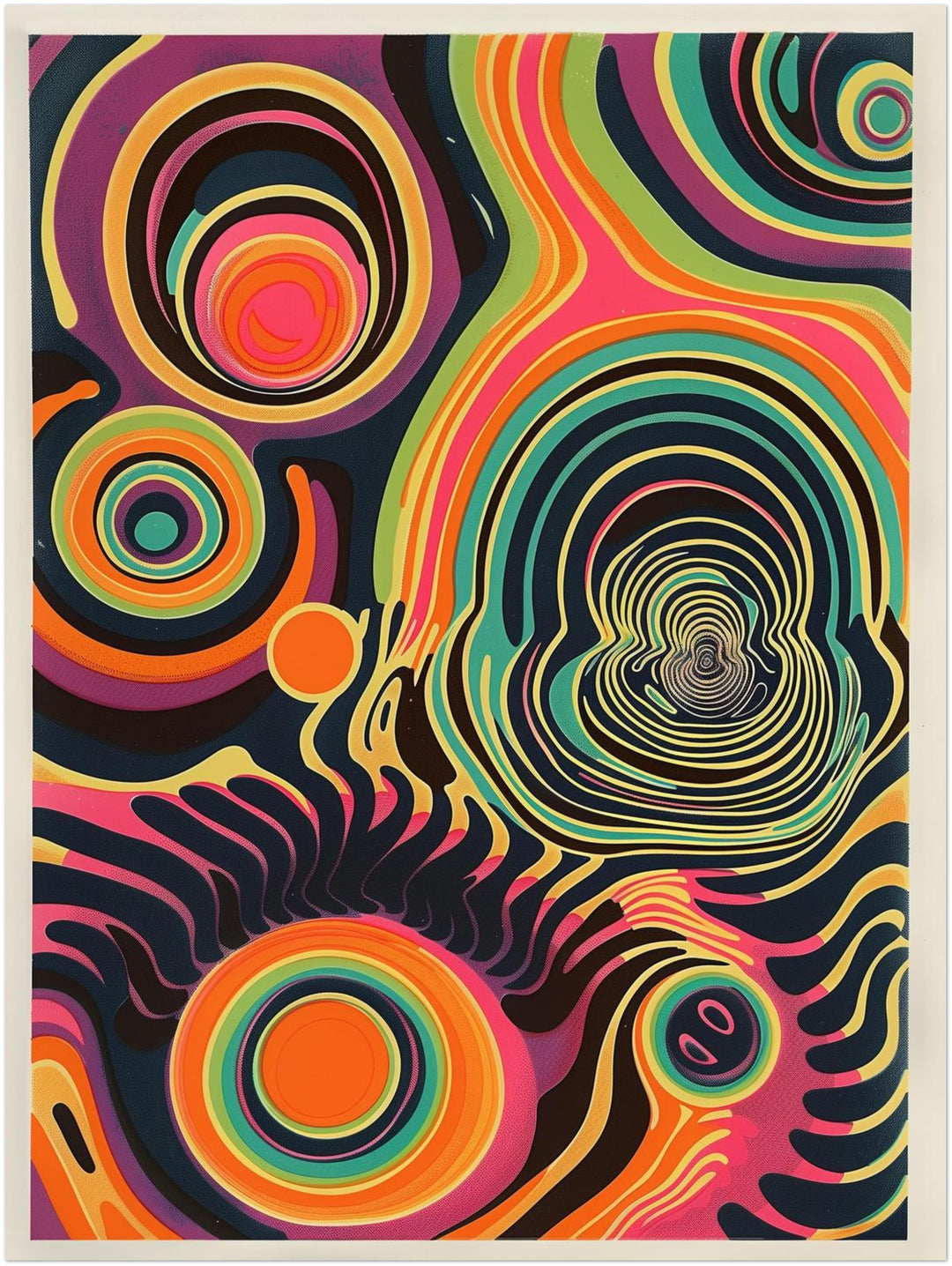 Bunte konzentrische Kreise Psychedelic – Wandkunst