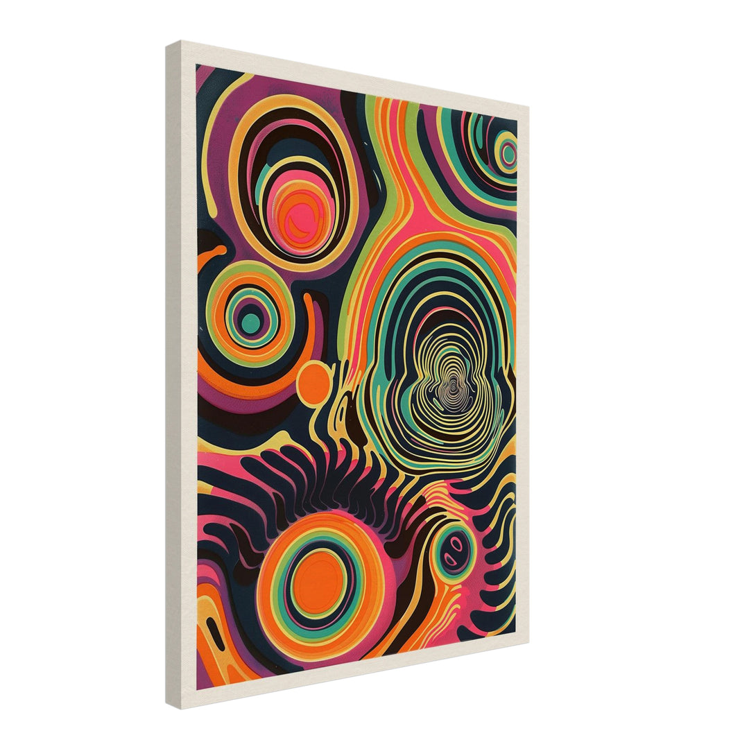 Bunte konzentrische Kreise Leinwandbild Psychedelic – Leinwand auf Holzrahmen – Ansicht 2