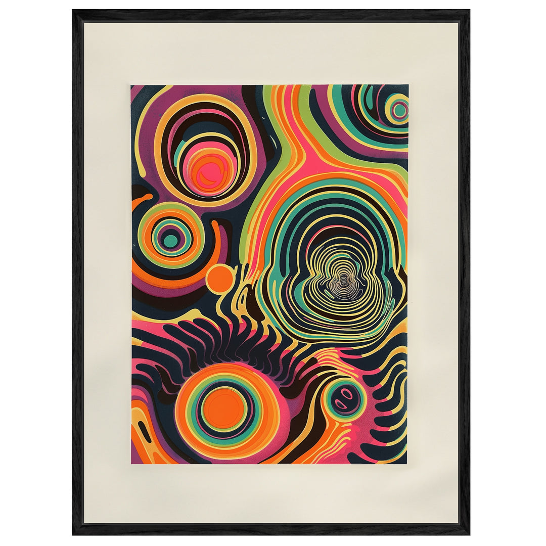Bunte konzentrische Kreise Leinwandbild Psychedelic – Leinwand auf Holzrahmen – Ansicht 4