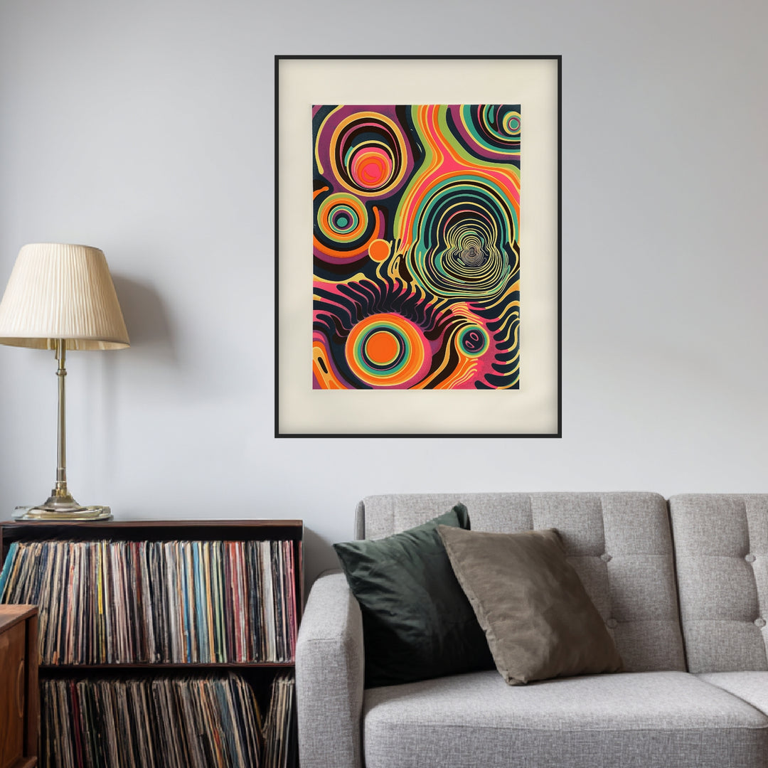 Bunte konzentrische Kreise Poster Psychedelic – mattes Kunstdruck-Papier – Ansicht 3