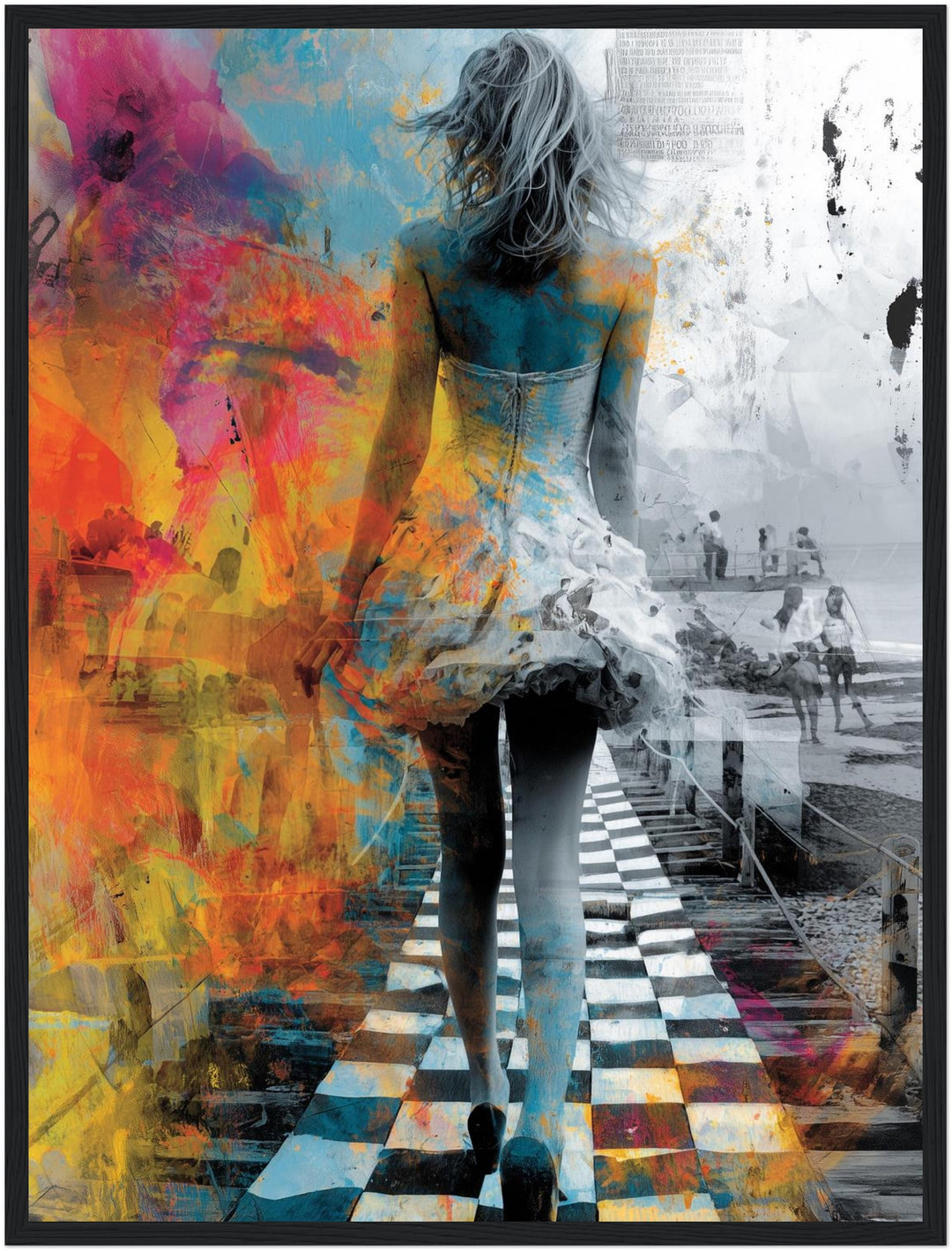 Bunte surrealistische Strandfrau Poster Psychedelic – mattes Kunstdruck-Papier – Ansicht 5