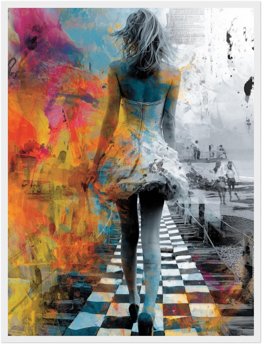 Bunte surrealistische Strandfrau Poster Psychedelic – mattes Kunstdruck-Papier – Ansicht 6