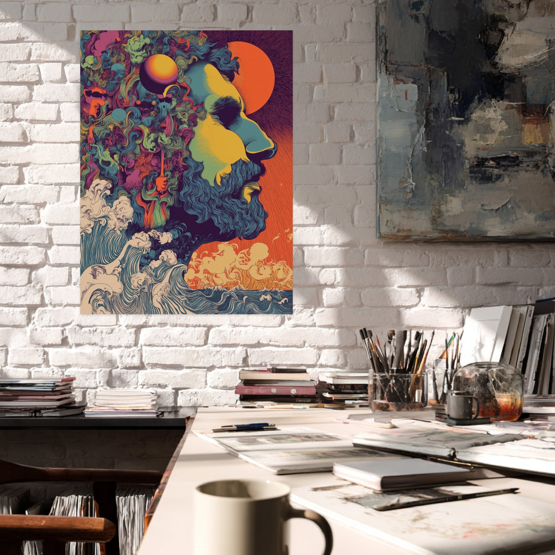 Buntes Männerprofil Poster Psychedelic – mattes Kunstdruck-Papier – Ansicht 2