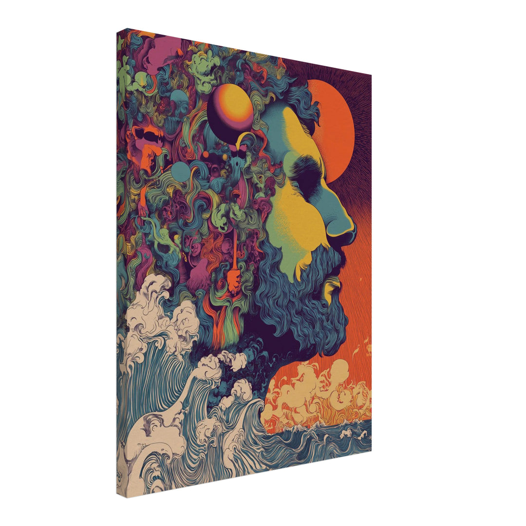 Buntes Männerprofil Leinwandbild Psychedelic – Leinwand auf Holzrahmen – Ansicht 2