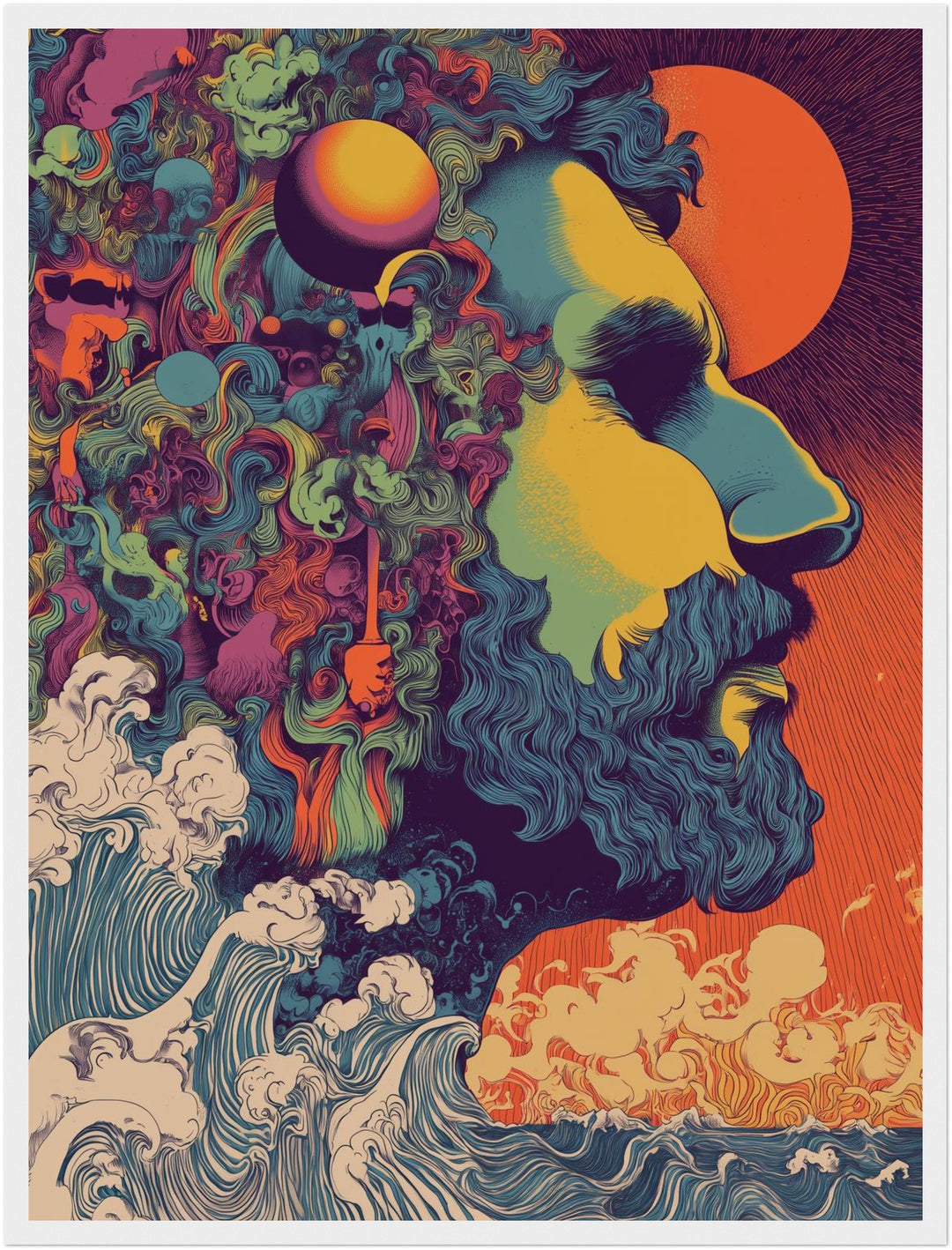 Buntes Männerprofil Poster Psychedelic – mattes Kunstdruck-Papier – Ansicht 6