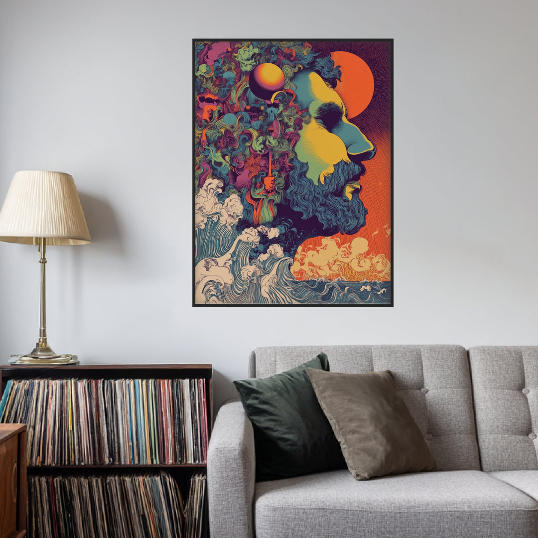 Buntes Männerprofil Poster Psychedelic – mattes Kunstdruck-Papier – Ansicht 3
