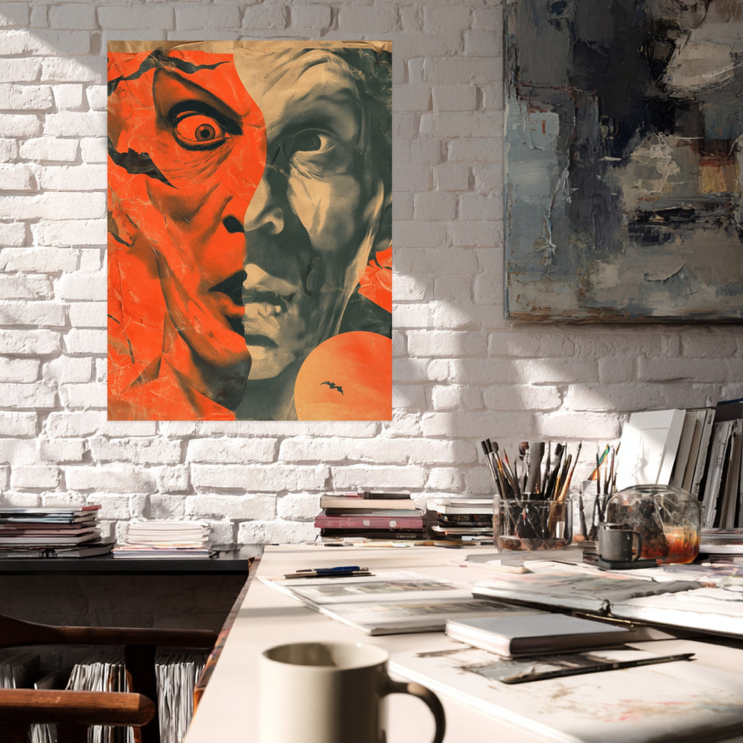 Dramatisches Doppelgesicht Leinwandbild Psychedelic – Leinwand auf Holzrahmen – Ansicht 3