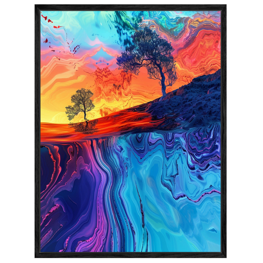 Farbige Baumlandschaft Leinwandbild Psychedelic – Leinwand auf Holzrahmen – Ansicht 4