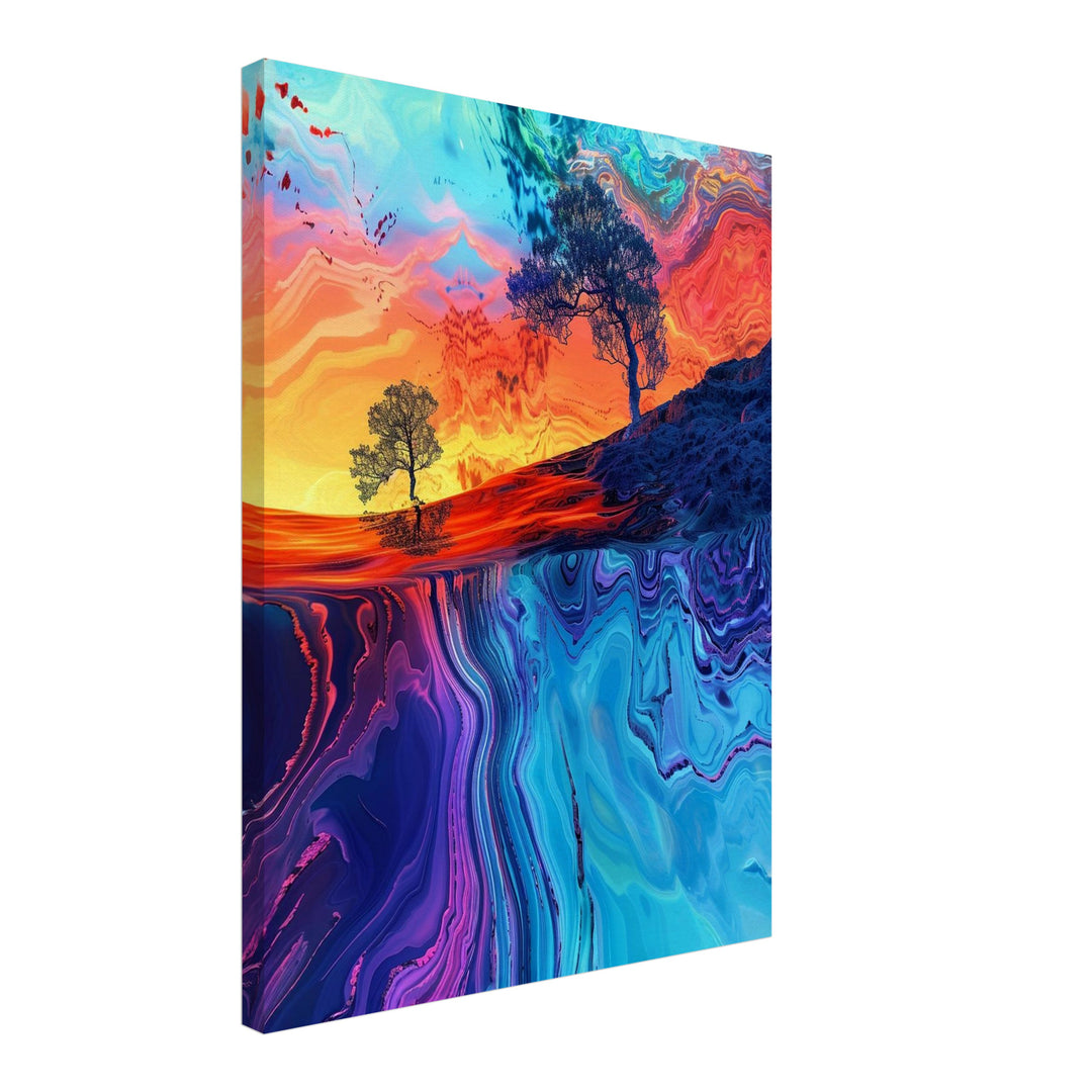 Farbige Baumlandschaft Leinwandbild Psychedelic – Leinwand auf Holzrahmen – Ansicht 2