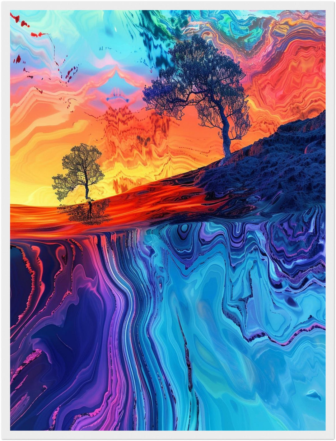 Farbige Baumlandschaft Poster Psychedelic – mattes Kunstdruck-Papier – Ansicht 5