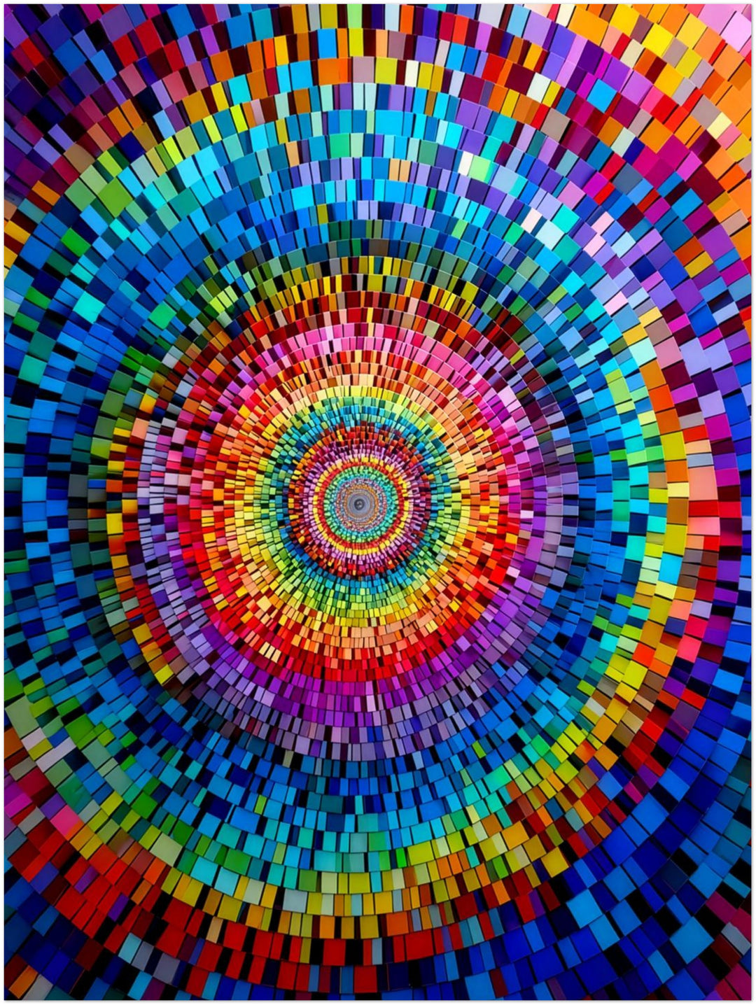 Farbintensives Kreismosaik Psychedelic – Wandkunst