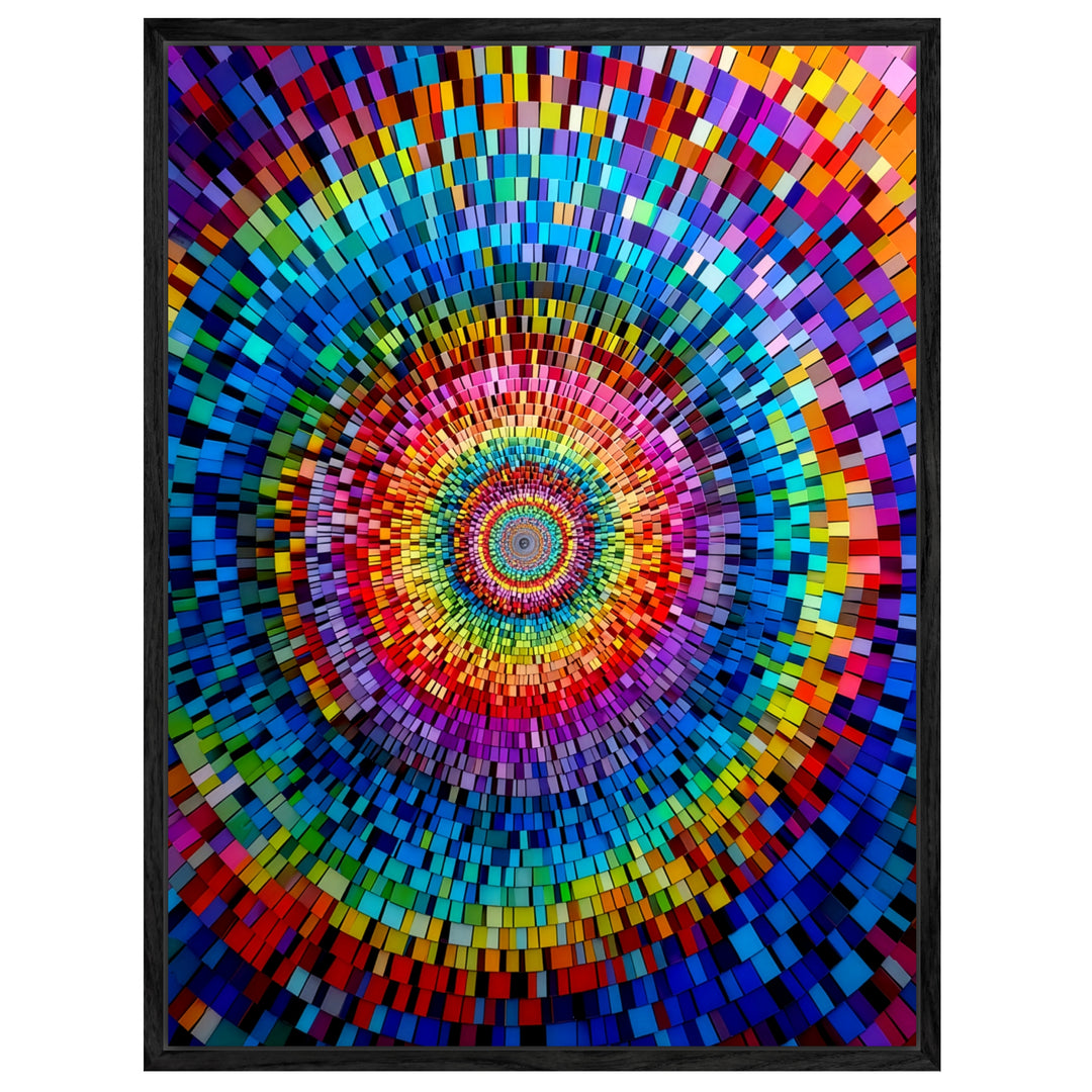 Farbintensives Kreismosaik Leinwandbild Psychedelic – Leinwand auf Holzrahmen – Ansicht 2