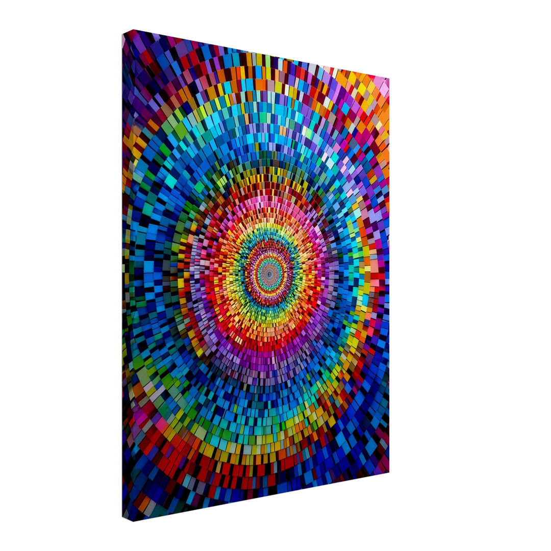 Farbintensives Kreismosaik Leinwandbild Psychedelic – Leinwand auf Holzrahmen – Ansicht 4