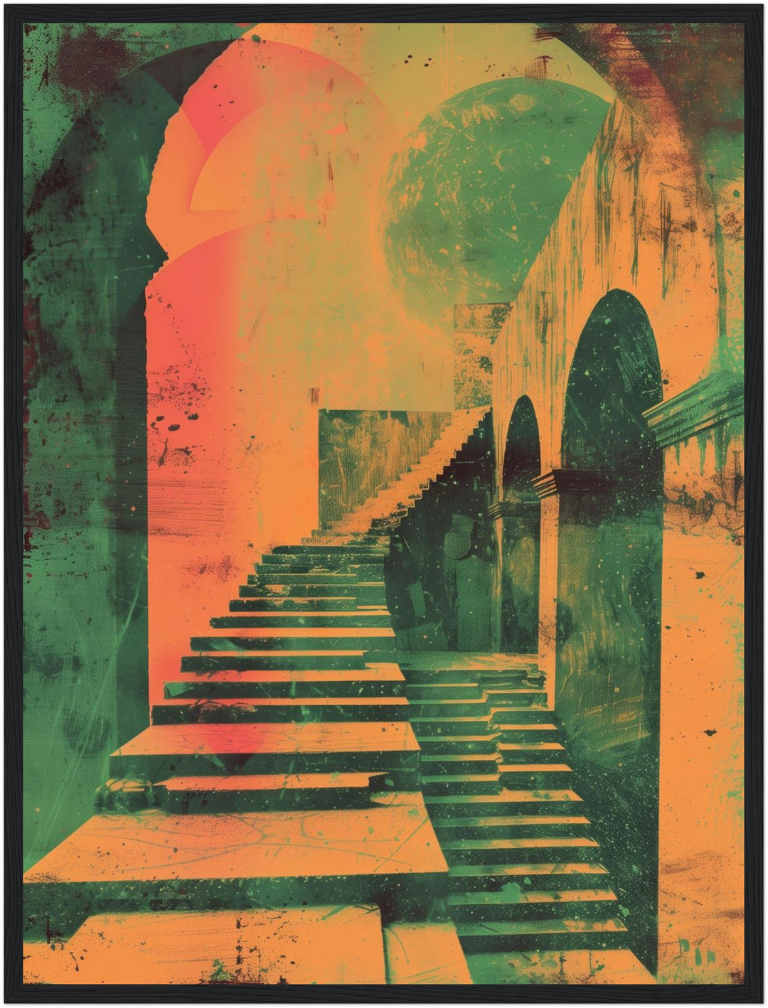 Geometrische Treppenarchitektur Poster Psychedelic – mattes Kunstdruck-Papier – Ansicht 6
