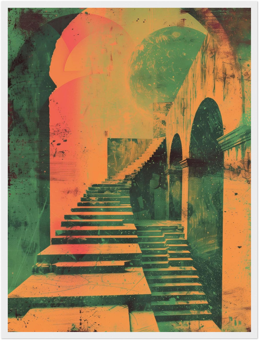 Geometrische Treppenarchitektur Poster Psychedelic – mattes Kunstdruck-Papier – Ansicht 5