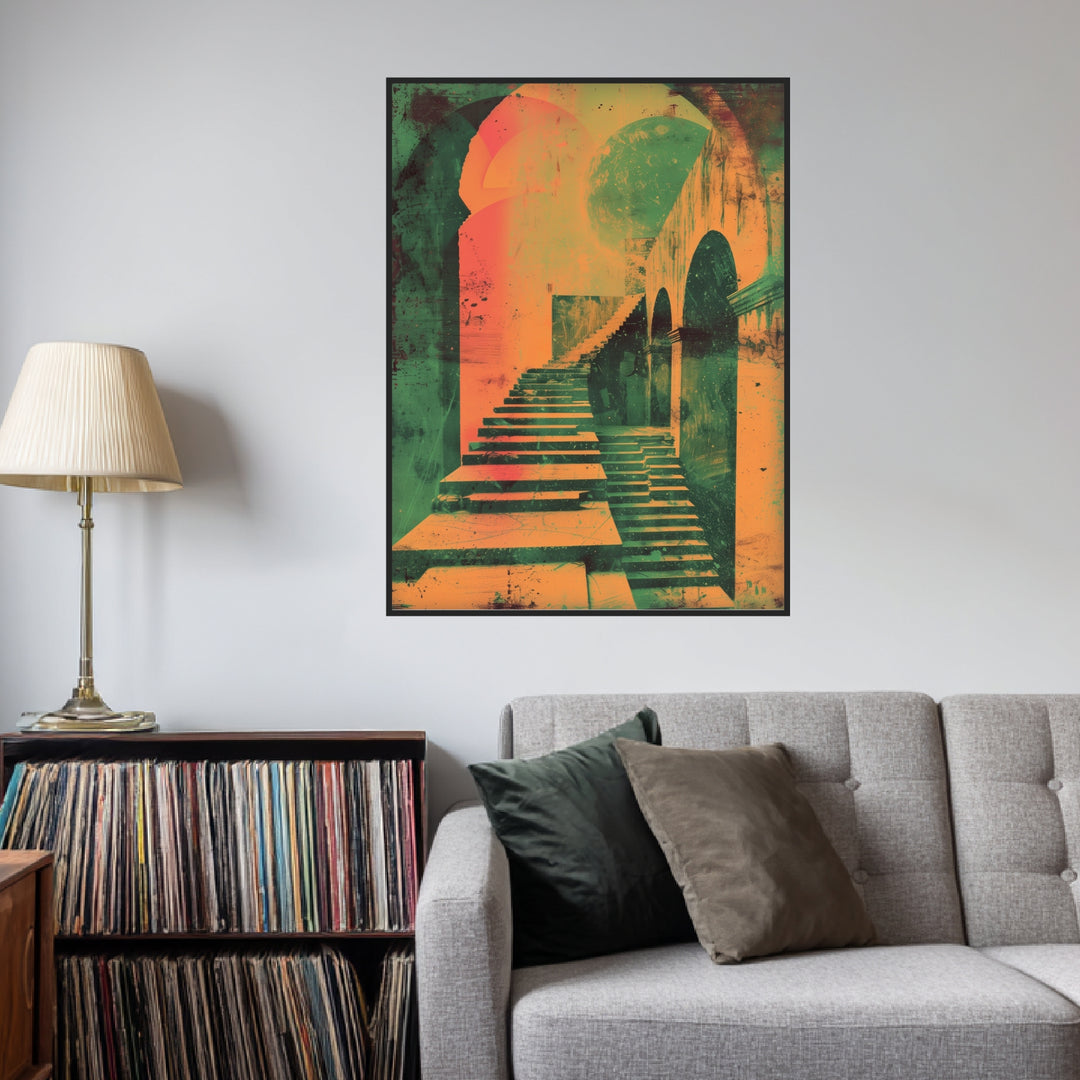 Geometrische Treppenarchitektur Poster Psychedelic – mattes Kunstdruck-Papier – Ansicht 3