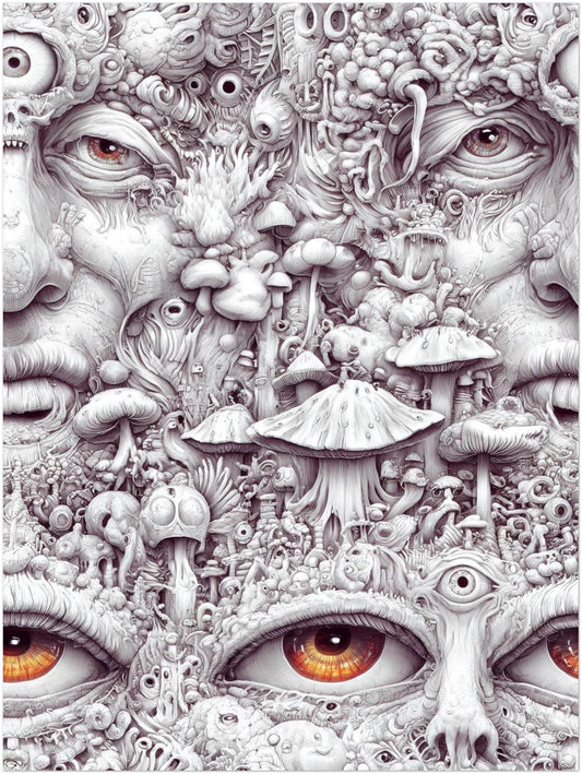 Gesicht aus Pilzen und Augen Poster