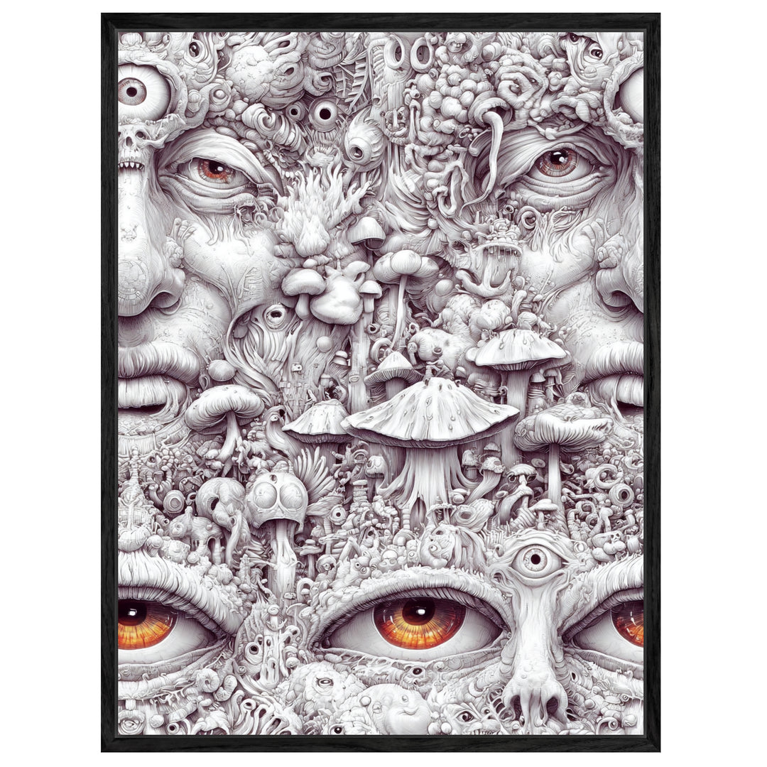 Gesicht aus Pilzen und Augen Leinwandbild Psychedelic – Leinwand auf Holzrahmen – Ansicht 4