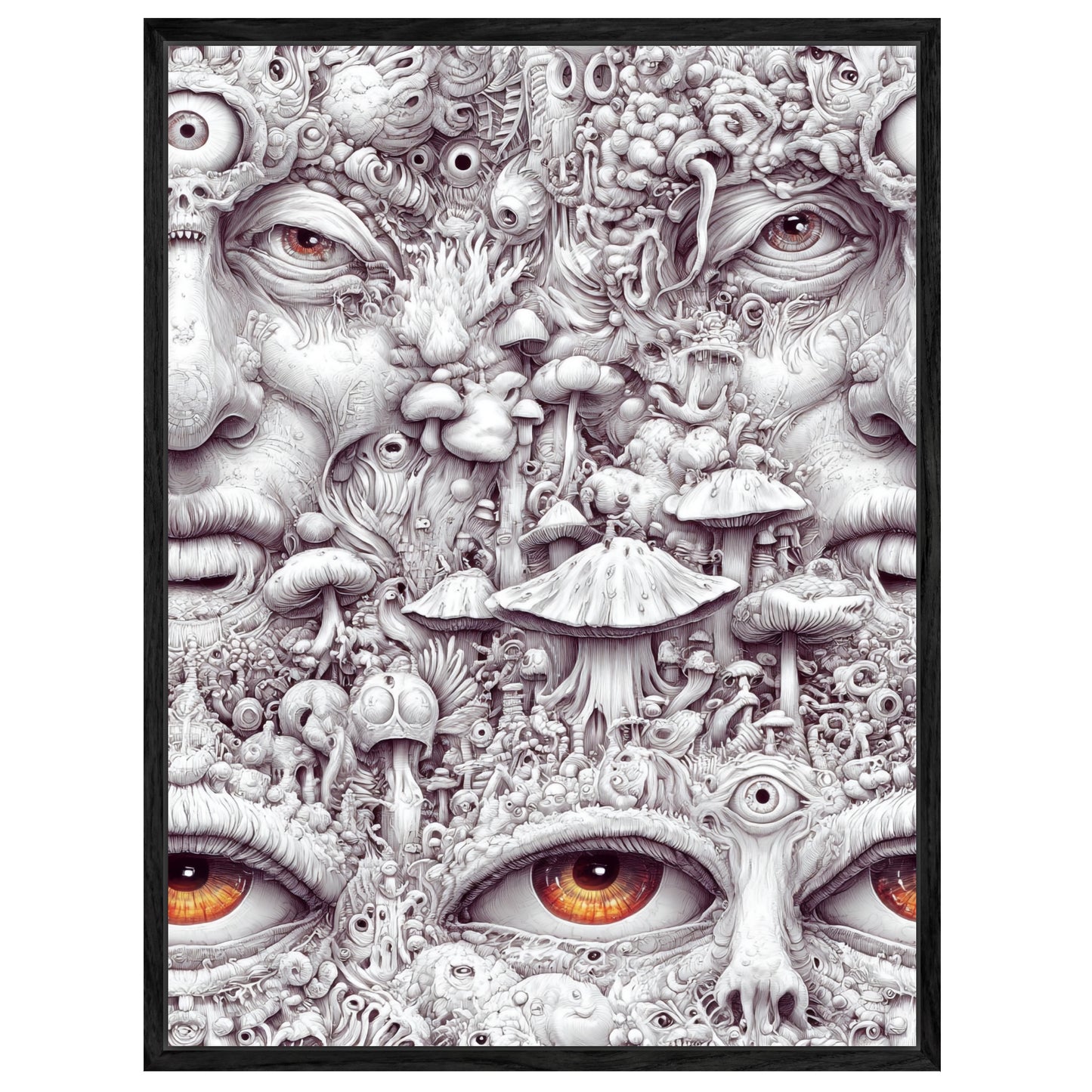 Gesicht aus Pilzen und Augen Leinwandbild