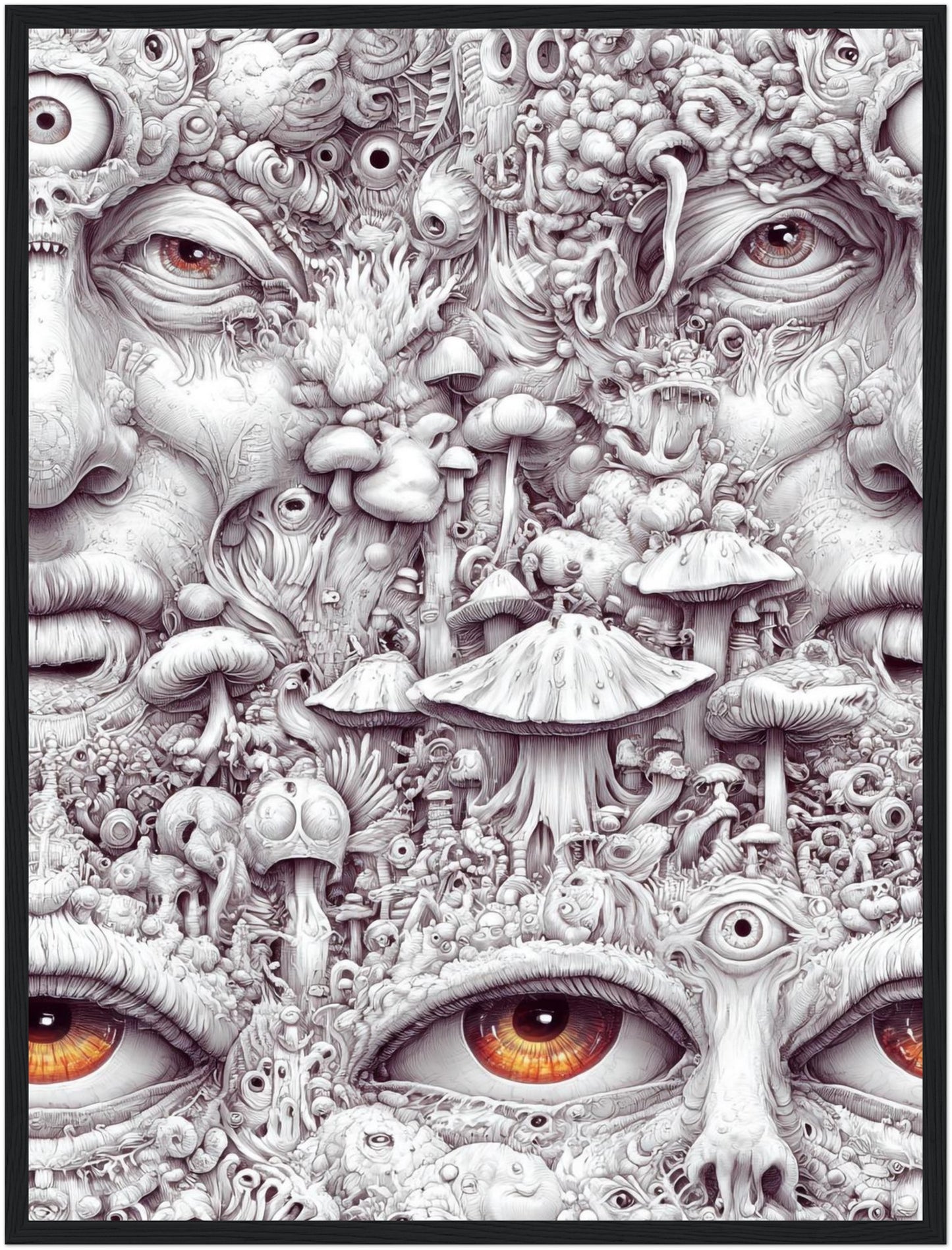 Gesicht aus Pilzen und Augen Poster