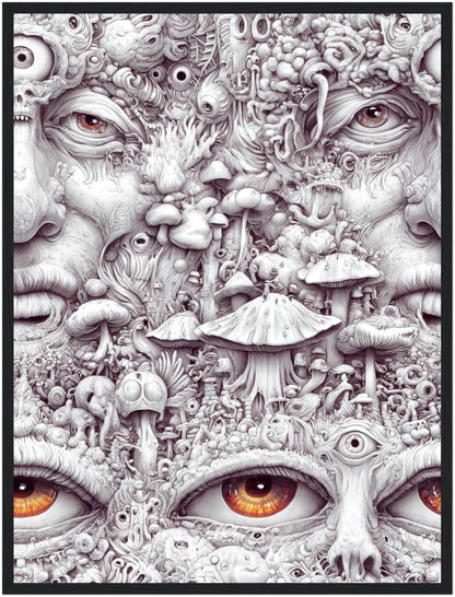 Gesicht aus Pilzen und Augen Poster