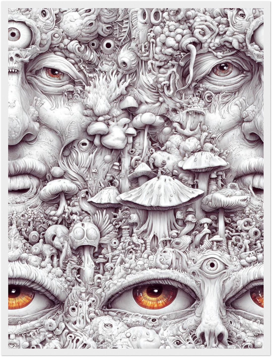 Gesicht aus Pilzen und Augen Poster Psychedelic – mattes Kunstdruck-Papier – Ansicht 6