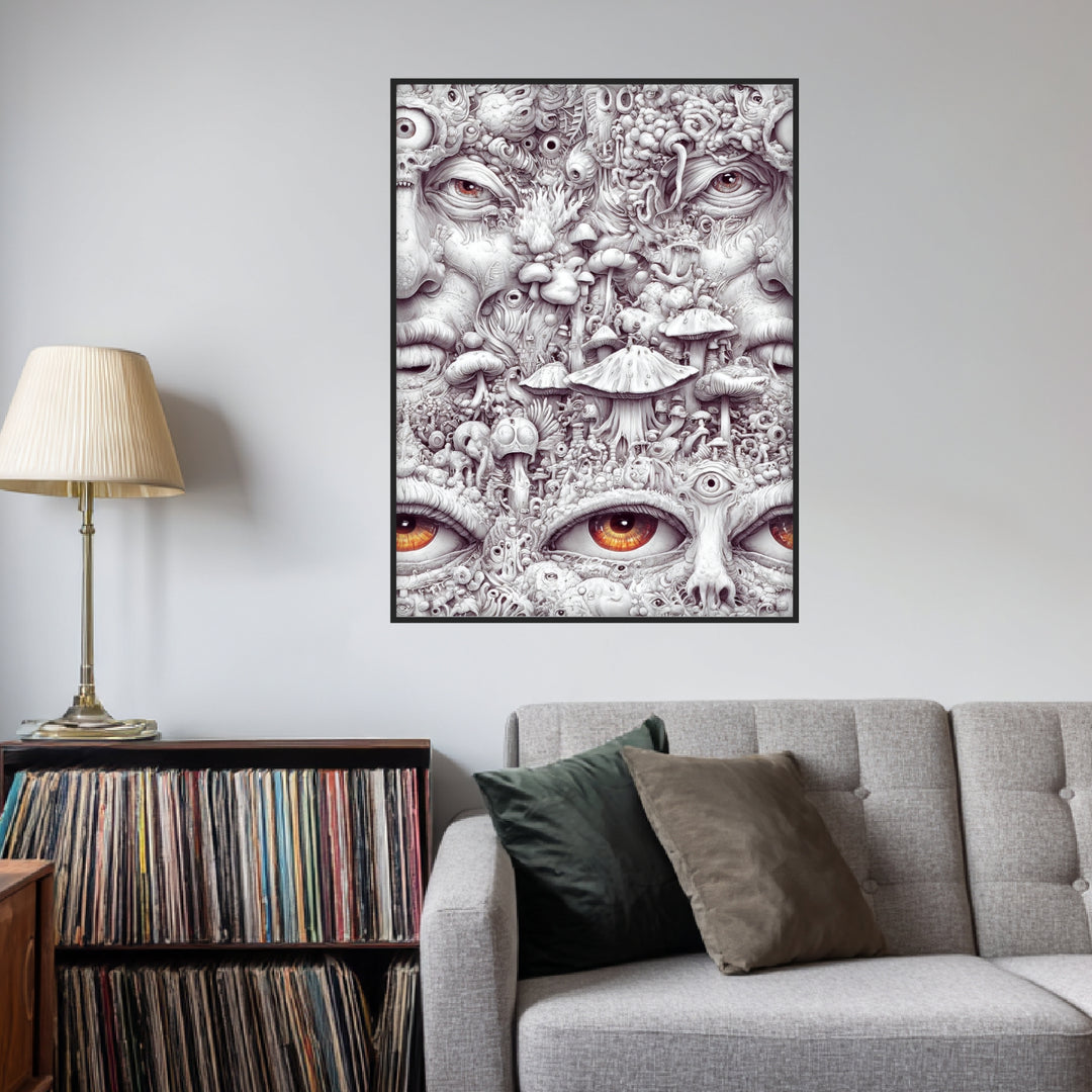 Gesicht aus Pilzen und Augen Poster Psychedelic – mattes Kunstdruck-Papier – Ansicht 5